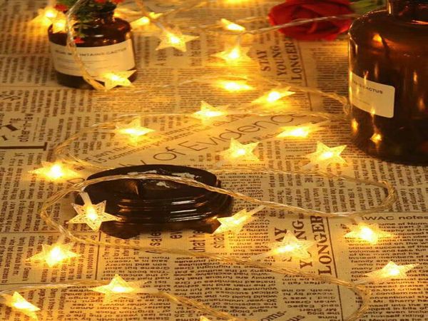

10 20 40 led star light строка мерцание гирлянды батарейках сказочные огни лампа для рождественской вечеринки подарка венчания украшения кпт
