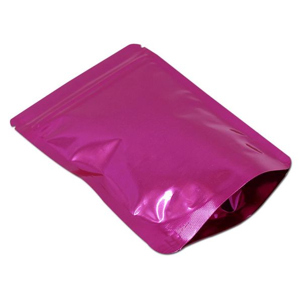 

stand up glossy pink mylar foil food zip lock package bag resealable zipper aluminum foil packing pouch for storage 100pcs lot h bbyidh