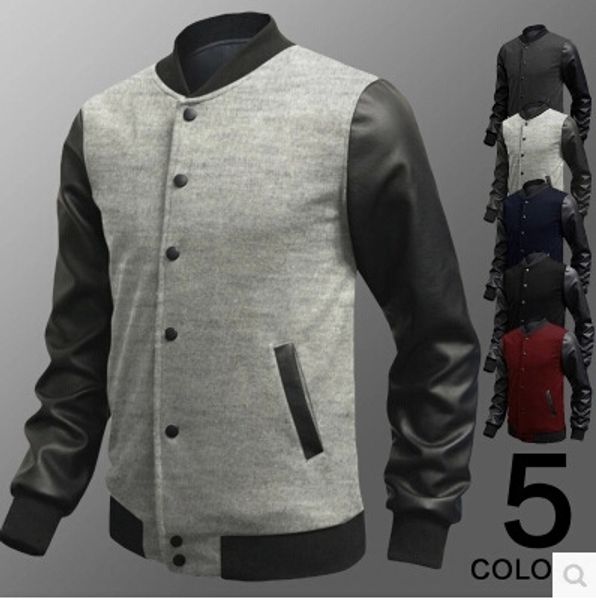 

men's casual coat fashionable jacket leather stand collar jacket men's special price wy41 8asoc, Black