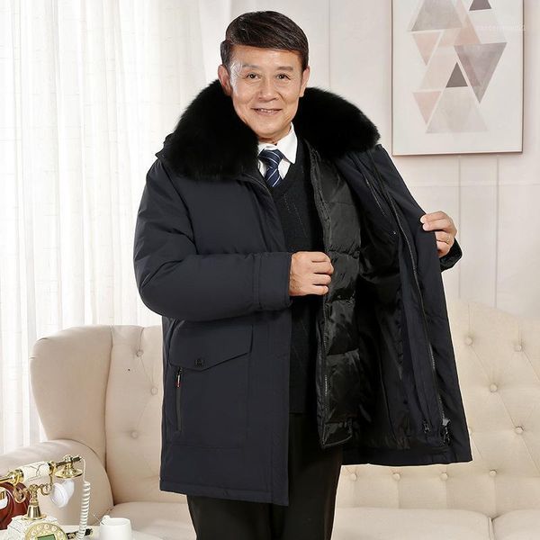 

men's down & parkas the 2021 jacket man with thick long in elderly detachable bladder heavy hair1, Black