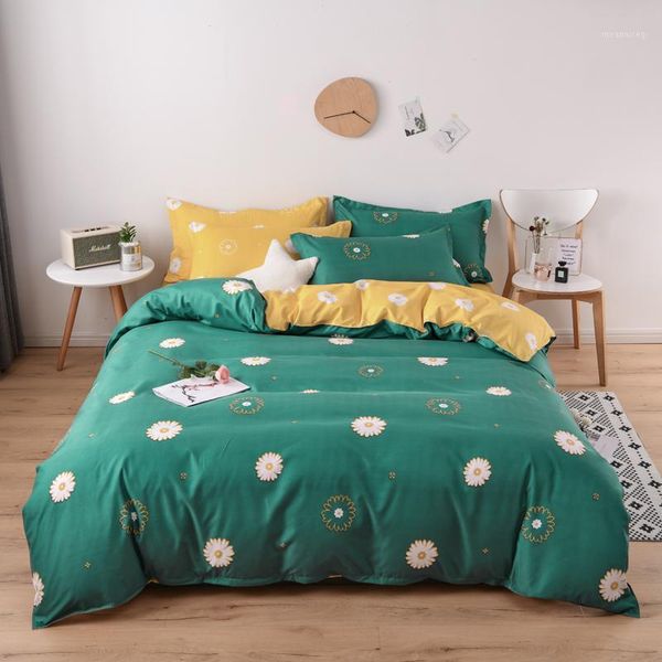 

wensd new green jacquard ab side duvet covet set king size comforter set 3/4pc/set dekbedovertrek chrysanthemum bedding1