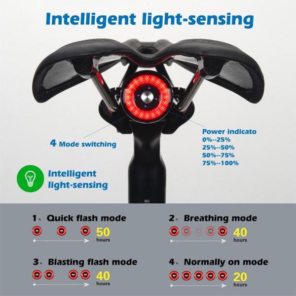 

bike lights antusi bicycle smart auto brake sensing light ipx6 waterproof led charging cycling taillight rear accessories q5