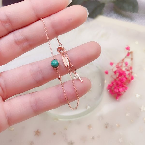 

globe вращение s925 чистое серебро натуральный малахит роза женский высокий издание браслет braceletbracelet золото braceletgold покрытие rd, Golden;silver