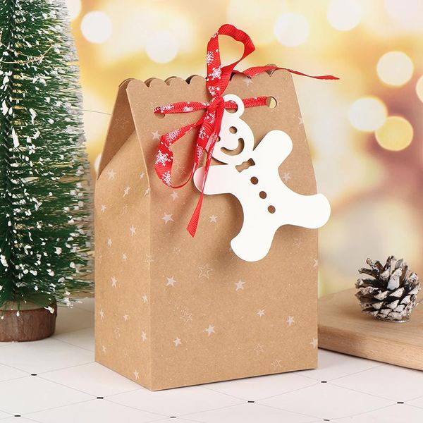 

1pc christmas gift bags sacks kraft paper bag kids christmas decorations party favors box for home new year