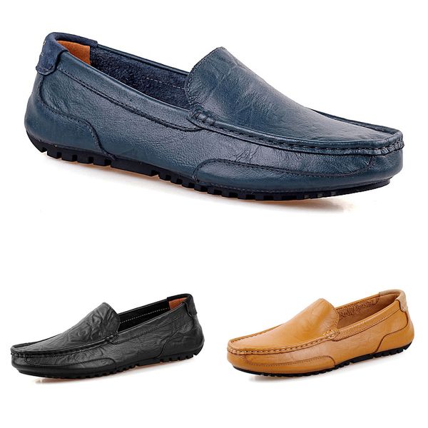 

wholesale non-brand men peas shoes leather casual fashion breathable blue black brown lazy overshoes mens shoes size 38-44