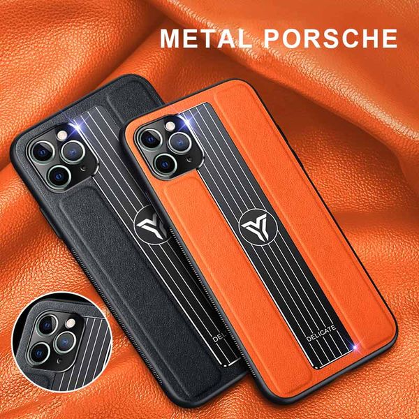 

shockproof tpu phone case back metal track leather case for iphone 11 pro max xs xr xs max 7 8 plus
