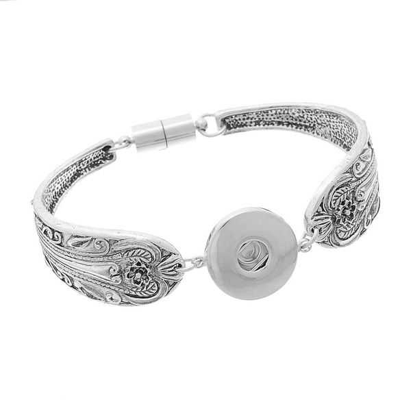 

bracelet jewelry 3*1pc snap bracelet fit snap button carve flower magnetic tube bar clasp 21cm, Golden;silver