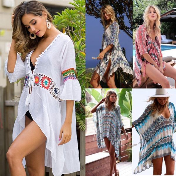 

cover up bikini women swimsuit cover-up beach bathing suit beach wear crochet swimwear mesh dress tunic robe cardigan1, White;black