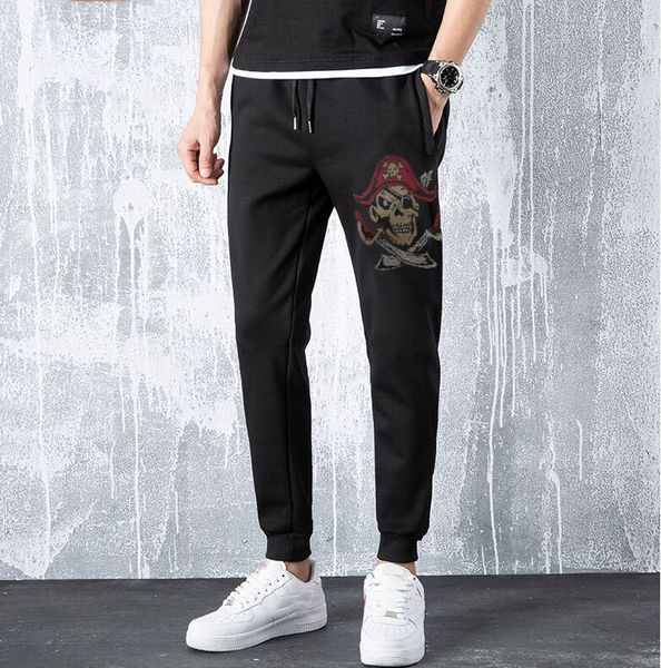 

streetwear drilling casual hip hop wear fashionable men's 4xl pants c7mu, Black