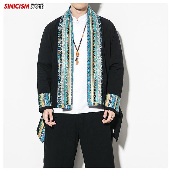 

sinicism store 2020 mens spring printed cotton jackets men chinese style casual loose jacket male vintage coat oversize trench1, Black;brown