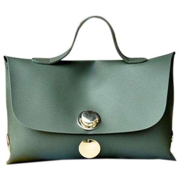 

jhd new boston handbag women's big round button lock tote bag large size elegant lady-green