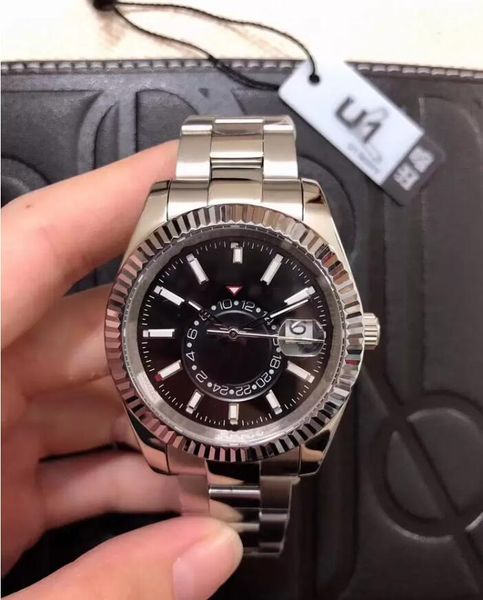 

u1 factory mens watches blue automatic movement small dial sapphire calendar 42mm watch stainless sky dweller 326934 skydweller wristwatches, Slivery;brown
