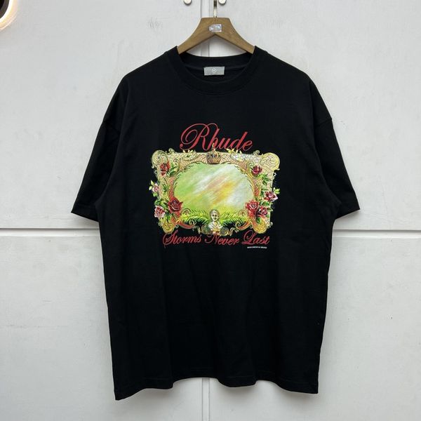 

2022ss t-shirt men women floral print t shirt tee short sleeve, White;black