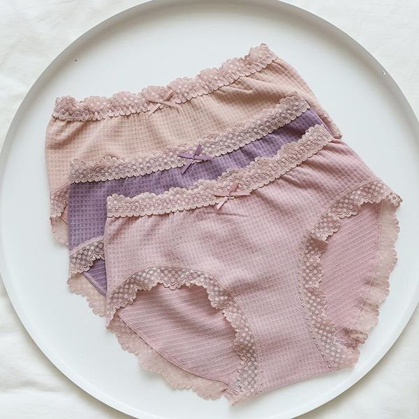 

2020 lace cozy seamless briefs women japanese cozy mid-rise panties women traceless lingerie underwear nsh0678e1, Black;pink