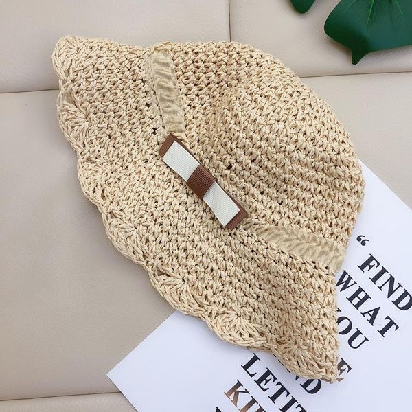 

new bow summer straw hat kids big wide brim sun hat child foldable sun block uv protection panama beach hat bone wmtaip xhlove, Black;white