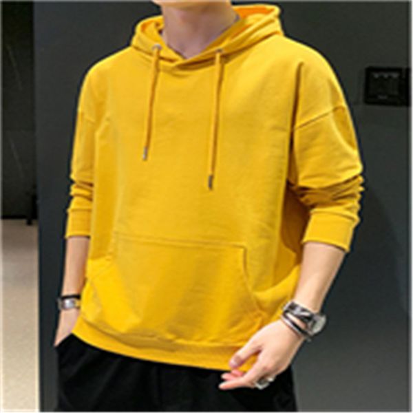 

men's hooded sweater casual autumn winter long-sleeved solid color fashion pullover new style m-6xl