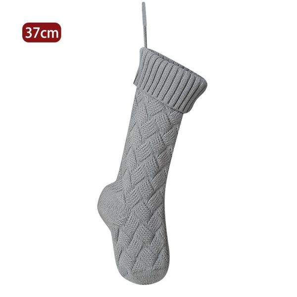 

1pc new year solid knit christmas stockings home decor party pendant tree ornaments acrylic gift bag reusable holiday storage