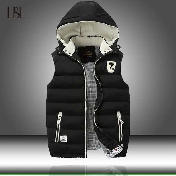 

mens winter sleeveless vest jacket men autumn down padded jackets fashion casual coats men's warm thicken waistcoat overcoat 5xl, Black;white