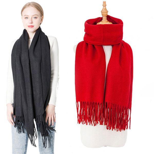 

solid color tassel scarf imitation pashmina winter scarves wrap scarves ring shawls for women fashion gift drop designer shawl, Blue;gray