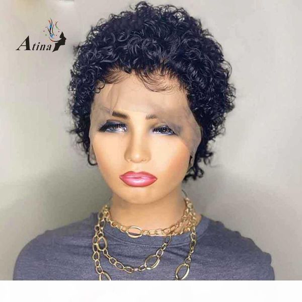 

atina 150 180 250 density 13x4 lace front human hair wig pre plucked brazilian remy 4x4 lace closure wig for black women, Black;brown