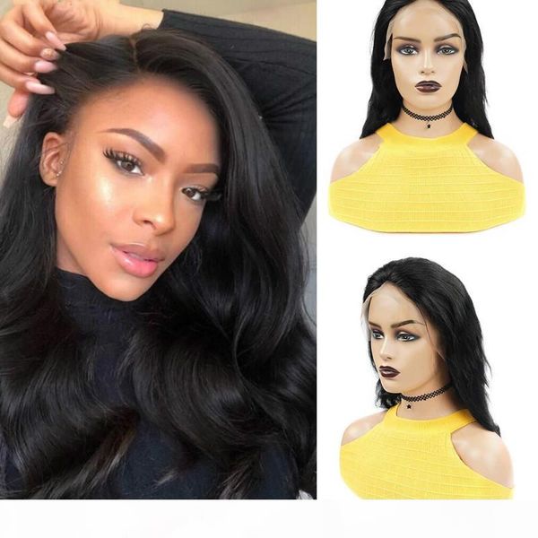 

4*4 lace front human hair wigs 10-26 inch pre plucked 150% density brazilian body wave lace front wigs for black women, Black;brown