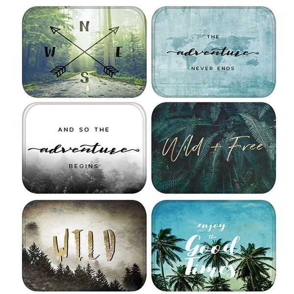 

forest coconut tree kitchen entrance door mat coral velvet carpet rubber colorful indoor floor mats non-anti-slip rug 482451