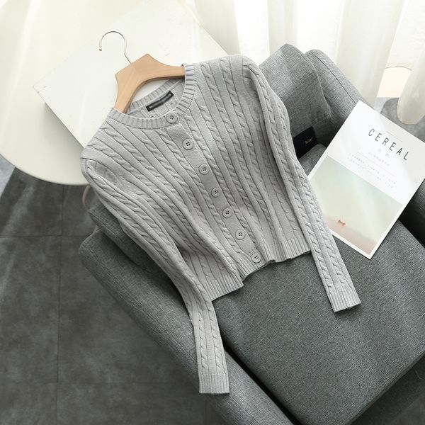 

slim girls elegant bomb short knitted cardigan coat fashion ladies vintage woolen sweaters streetwear female chic women 210204, White;black