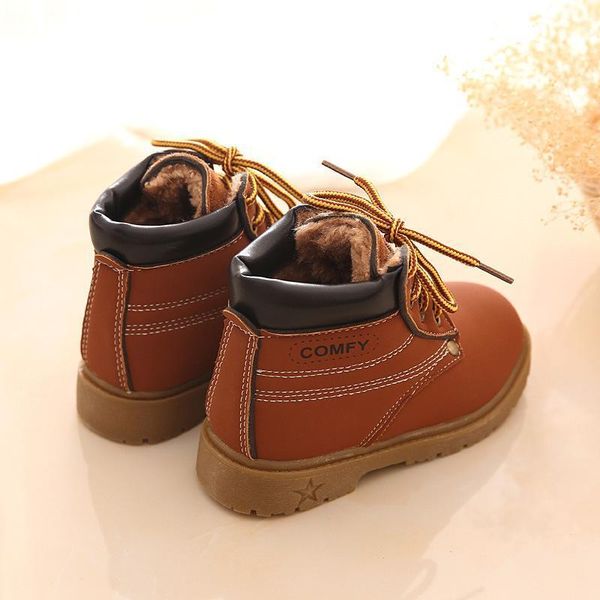 Moda Comodo Bambini Inverno Moda Bambino Stivali in pelle per ragazze Ragazzi Caldi stivali Martin Scarpe Casual Peluche Bambini Scarpe per bambini