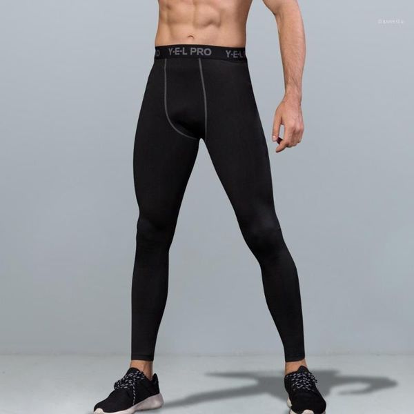 

running pants mens bodybuilding fitness compression yoga leggings men sports tight trousers1, Black;blue