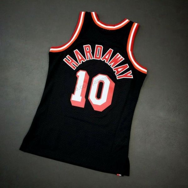 

custom retro #10 tim hardaway mitchell ness college basketball jersey men's black any size 2xs-3xl 4xl 5xl name number vest jerseys, Black;red