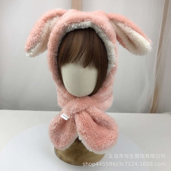 

plush boys girls' baby autumn winter hat super cute children's bib and ear scarf, Red;brown