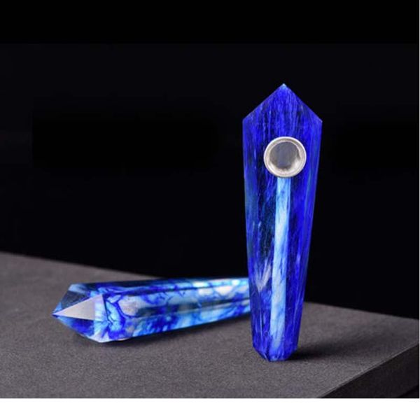 

drop shipping wholesale natural blue smelting quartz crystal smoking pipe+strainer quartz stone healing wand jllfop, Black