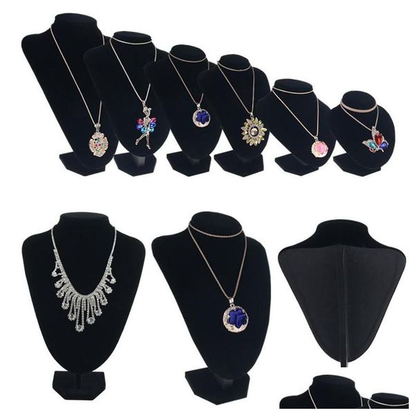 

velvet jewelry necklace display bust wooden black neck form for boutique shop window shelf deskjewellery displays chains pendant wzvzn