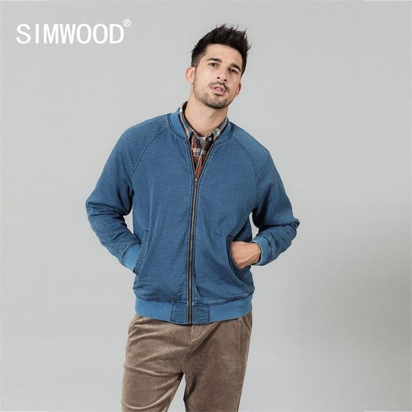 

simwood autumn new stand collar bomber jacket men plaid raglan sleeve indigo vintage baseball jacket si980588 201105, Black;brown