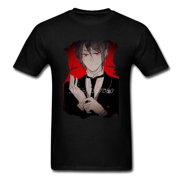 

black butler sebastian тенниска o-образным вырезом с коротким рукавом мужская рубашка новый стиль интернет большой размер смешные футболки с