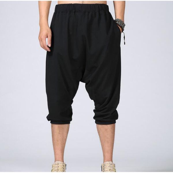 

2021 short male-style thin flying squirrel hare cropped pants man sweatpants bottoms more size m-5xl f6cc, Black;white