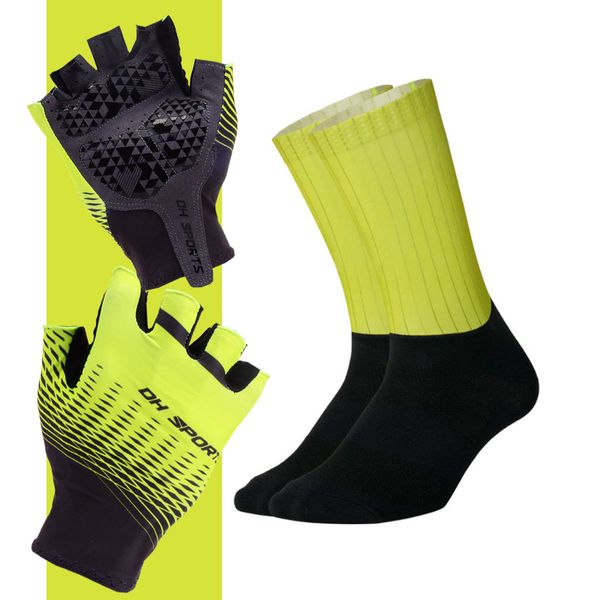 

new anti-slip gloves with non-slip cycling socks set men women anti-shock half finger mtb bike racing bicycle glove, Blue;gray