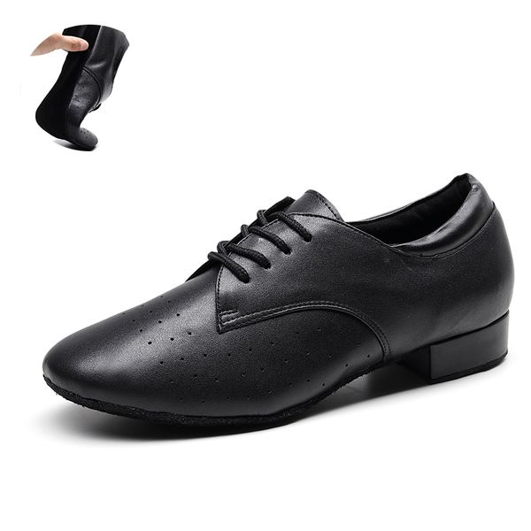 

2021 new man genuine leather latin dance men soft bottom salsa ballroom dancing for wedding male 2.5cm heel latino shoes 0aom, Black