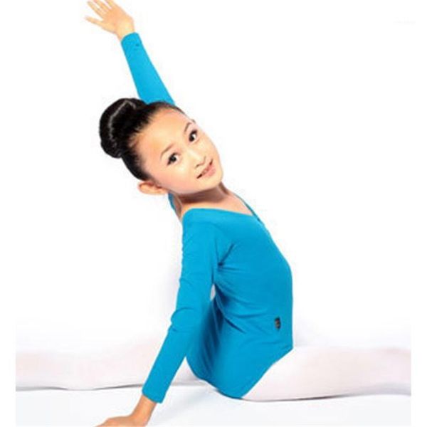 

wholesale kid girls long sleeve ballet dance dress fitness gymnastics wear leotard costume f21, Black;red