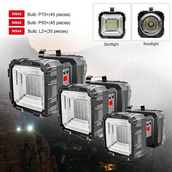 

150000lm l2/xhp70 led searchlight double head usb rechargeable lantern outdoor emergency work light built-in battery