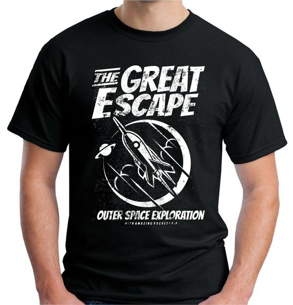 

2019 cool mens great escape t shirt sci fi rocketship spaceship astronaut tee sport hooded sweatshirt hoodie