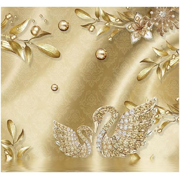 

european style luxury wallpaper golden 3d flower jewelry pattern wallpaper tv background decorative mural wallpap jllved yummy_shop