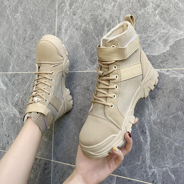 

canvas women flat platform short boots ladies shoes fashion autumn winter boots comfortable warm, Black