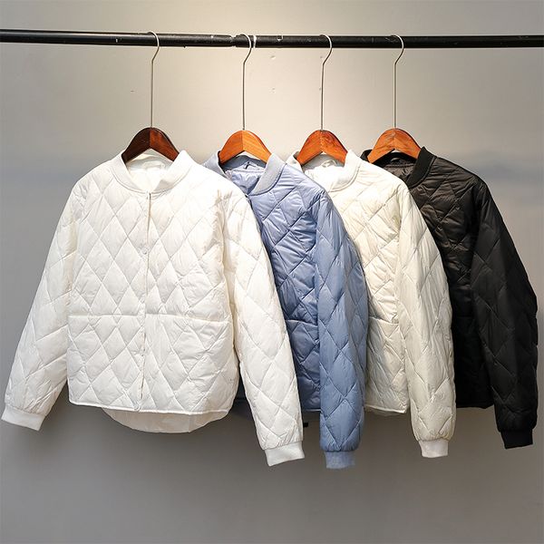 

women down jacket autumn winter warm duck down parkas loose short coat female oversize ultra light down outwear sf2039, Black