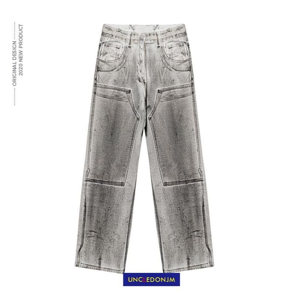 

men's jeans uncledonjm vintage bf harajuku fashion brand hip-hop cool street pants biker designer an-e073, Blue
