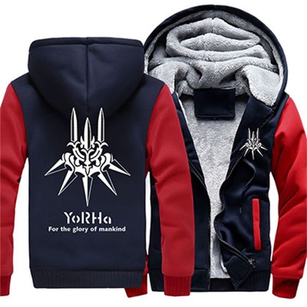 

2021 new us size for men women hoodies game nier: automata cosplay coat yorha 2b jacket hoodie fleece thicken sweatshirts vcyb, Black