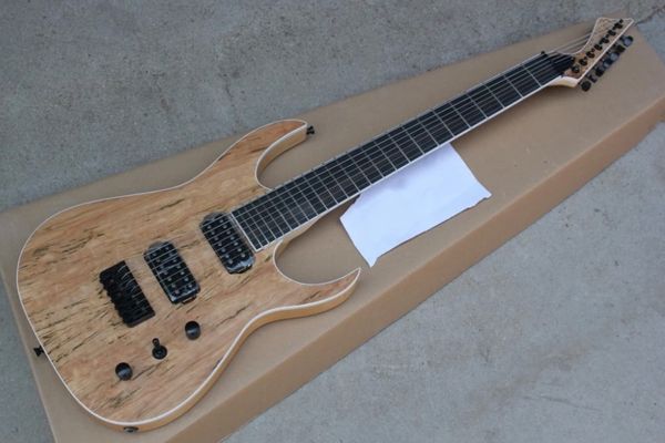 Custom Grand Spalted Top Black Machine 7 Строки Электрическая гитара Натуральная древесина 7 String Custom Shop Guitar