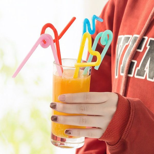 

colours 100pc/pack disposable flexible party plastic drinking mixed straws kids birthday wedding decoration ev