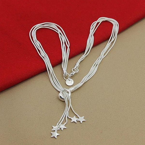 

925 sterling silver five snake chain star necklace for women wedding engagement fashion jewelry