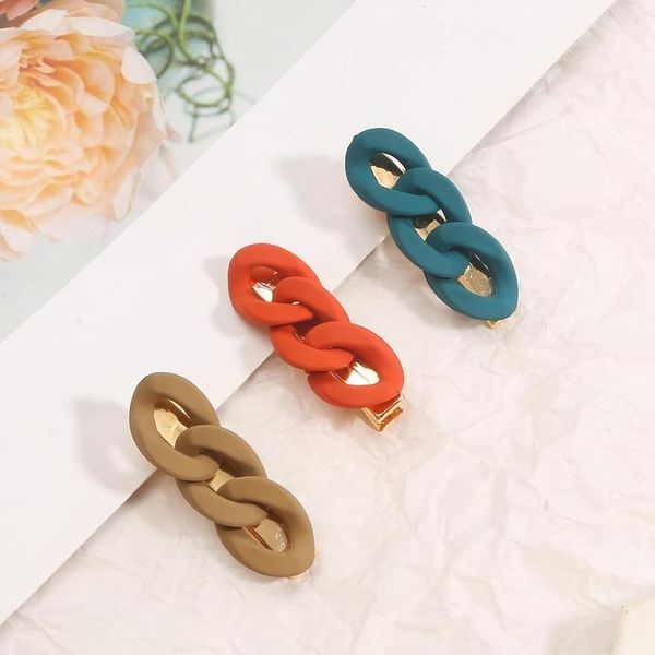 

1pc matte twist shape 4.5cm length khaki orange blue color metal hair clip for women girls styling tool accessories qylhnw, Black;brown